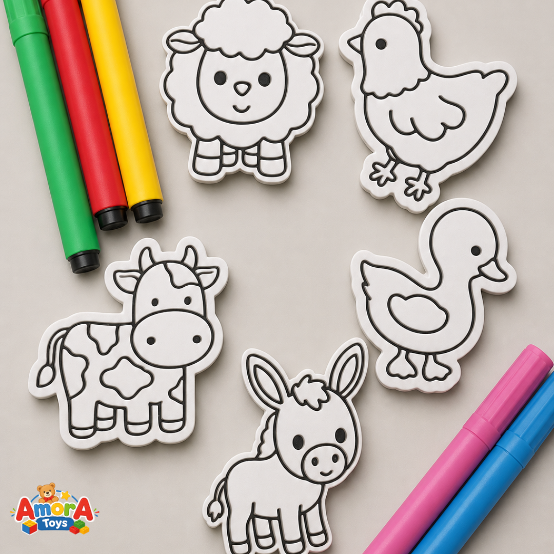Kit de Colorir Lavável Fazendinha + Canetinhas
