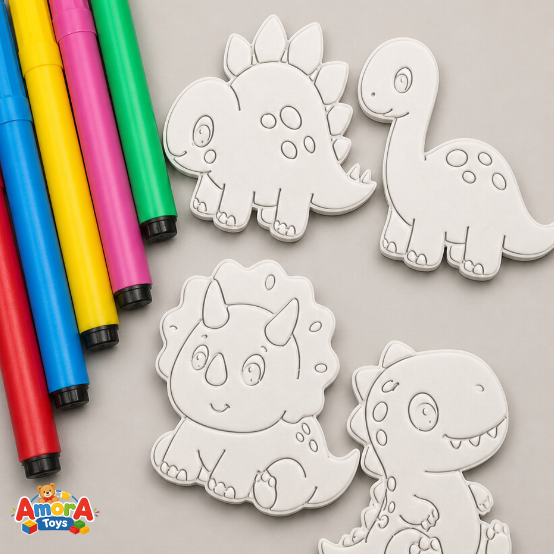 Kit de Colorir Lavável Dinossauros + Canetinhas